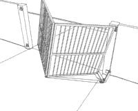 rising folding gate partly open from different view point