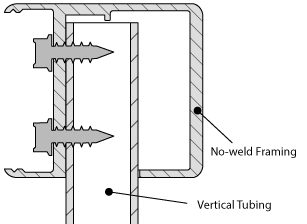 Cross section of a tube being fitted into a No-weld frame.