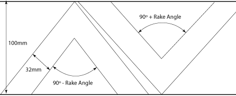 Drawing showing the angles of the corner bracket.