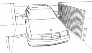 swinging gates require two sets of photocells viewed form front