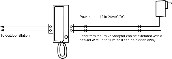 wiring diagram for connecting power to a intercom inside station