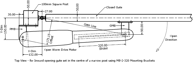 gate in centre of 100mm square post